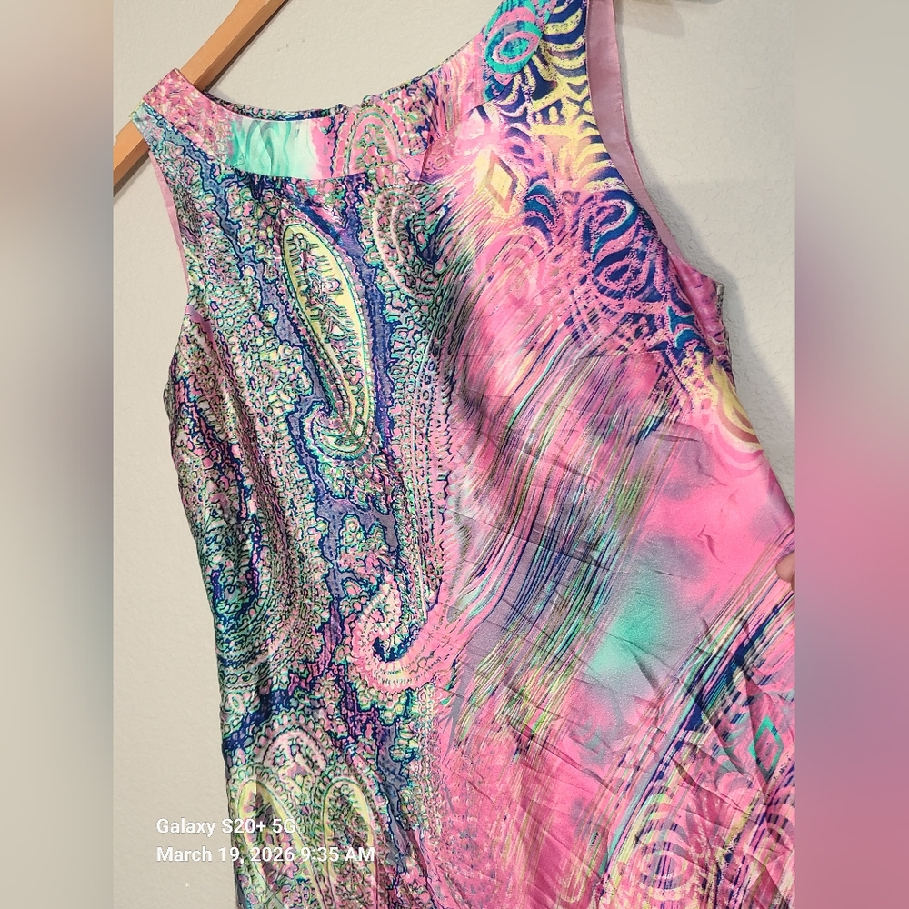 Multicolor Paisley Dress 100%silk - Picture 2 of 7